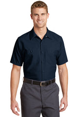long size short sleeve industrial work shirt navy
