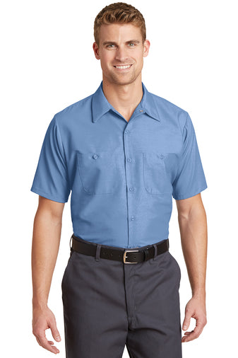 long size short sleeve industrial work shirt petrol blue