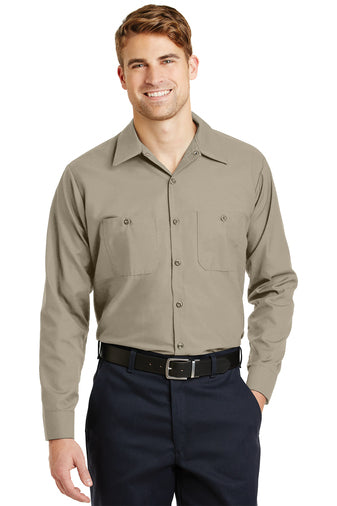 long sleeve industrial work shirt light tan