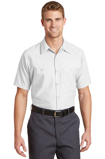 short sleeve industrial work shirt white