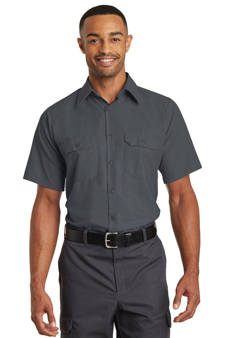 short sleeve solid ripstop shirt charcoal