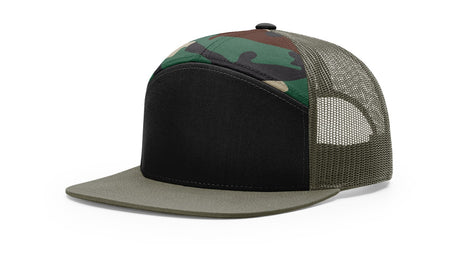 richardson trucker cap hat 7 panel hats black green camo loden