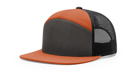 richardson trucker cap hat 7 panel hats charcoal burnt orange black
