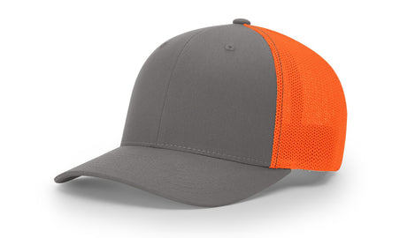 richardson trucker cap hat r-flex hat charcoal neon orange