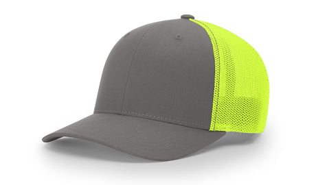 richardson trucker cap hat r-flex hat charcoal neon yellow