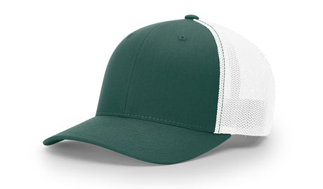 richardson trucker cap hat r-flex hat dark green white
