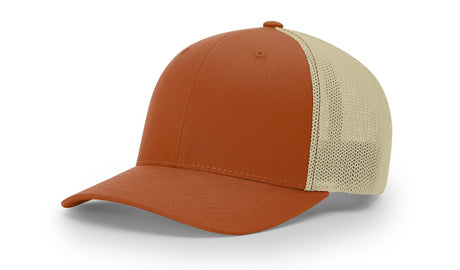 richardson trucker cap hat r-flex hat dark orange khaki