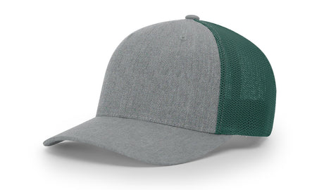 richardson trucker cap hat r-flex hat heather grey dark green