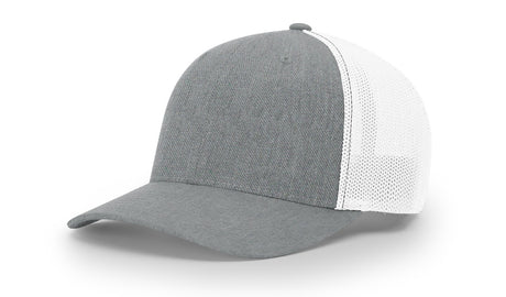 richardson trucker cap hat r-flex hat heather grey white