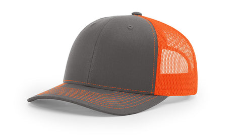 richardson snapback hats trucker cap charcoal neon orange