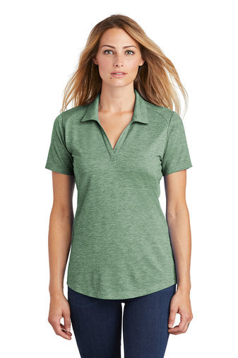 ladies posicharge tri blend wicking polo forest green heather