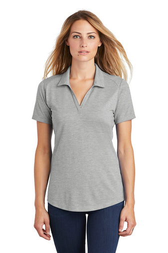 ladies posicharge tri blend wicking polo light grey heather