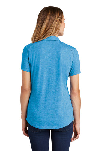 ladies posicharge tri blend wicking polo pond blue heather