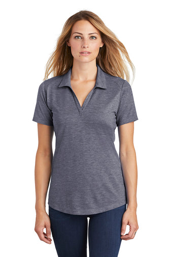 ladies posicharge tri blend wicking polo true navy heather