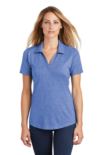 ladies posicharge tri blend wicking polo true royal heather