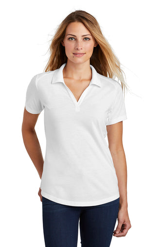 ladies posicharge tri blend wicking polo white triad solid