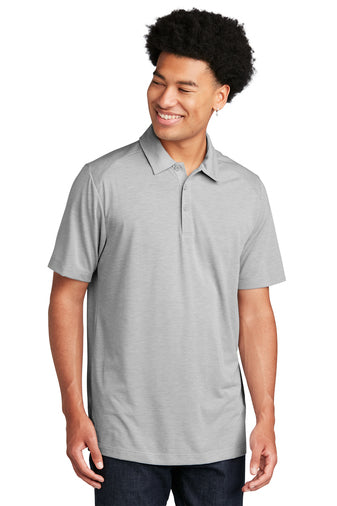 posicharge tri blend wicking polo light grey heather