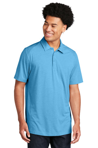 posicharge tri blend wicking polo pond blue heather