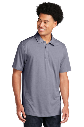 posicharge tri blend wicking polo true navy heather