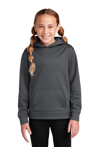 youth sport wick fleece hooded pullover dark smoke grey