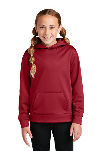 youth sport wick fleece hooded pullover deep red