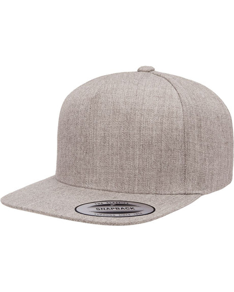 yp classics 5 panel hat snapback hat heather grey left slant