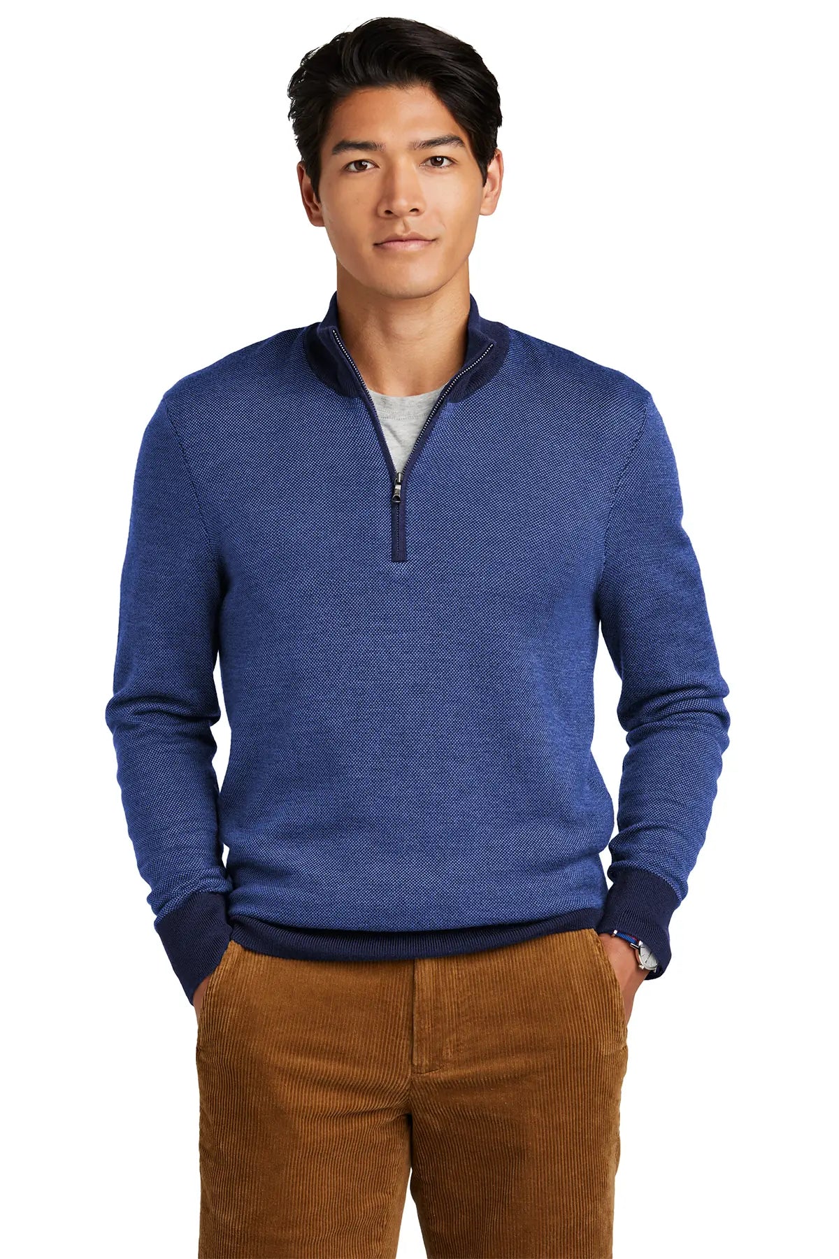 Brooks Brothers ® Washable Merino Birdseye 1/4-Zip Sweater BB18412