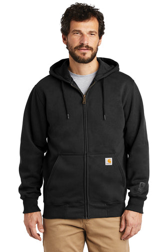 carhartt rain defender paxton heavyweight hooded zip front sweatshirt black