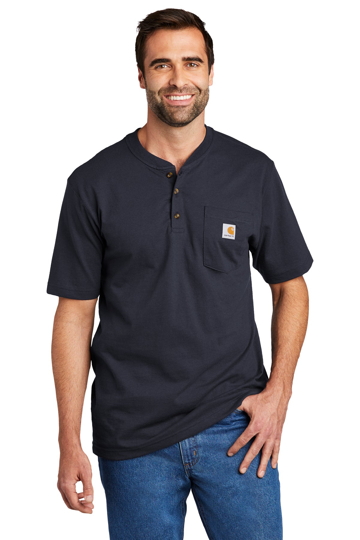 carhartt short sleeve henley t shirt navy