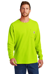 carhartt workwear pocket long sleeve t shirt brite lime