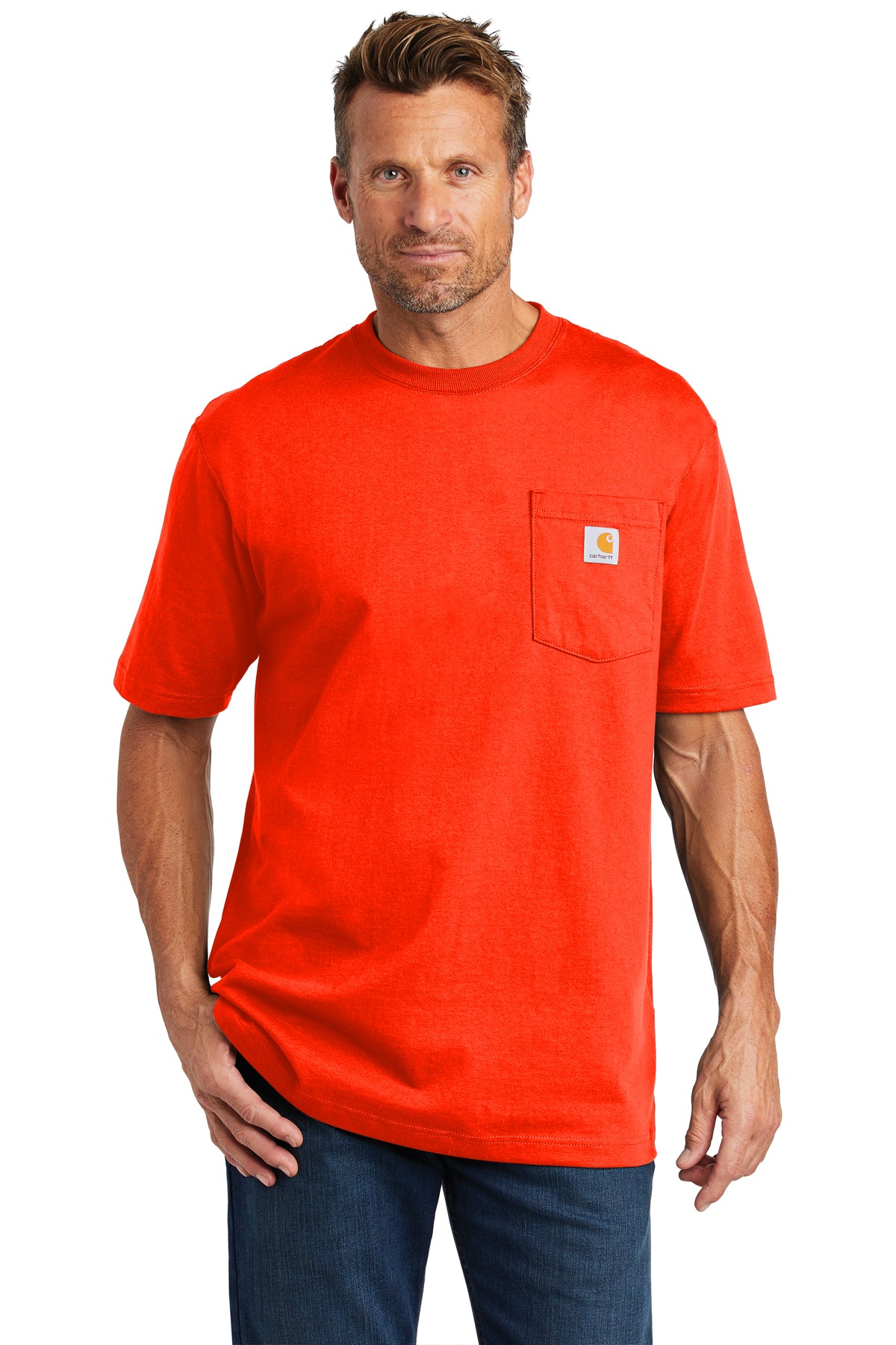 carhartt workwear pocket short sleeve t shirt brite orange