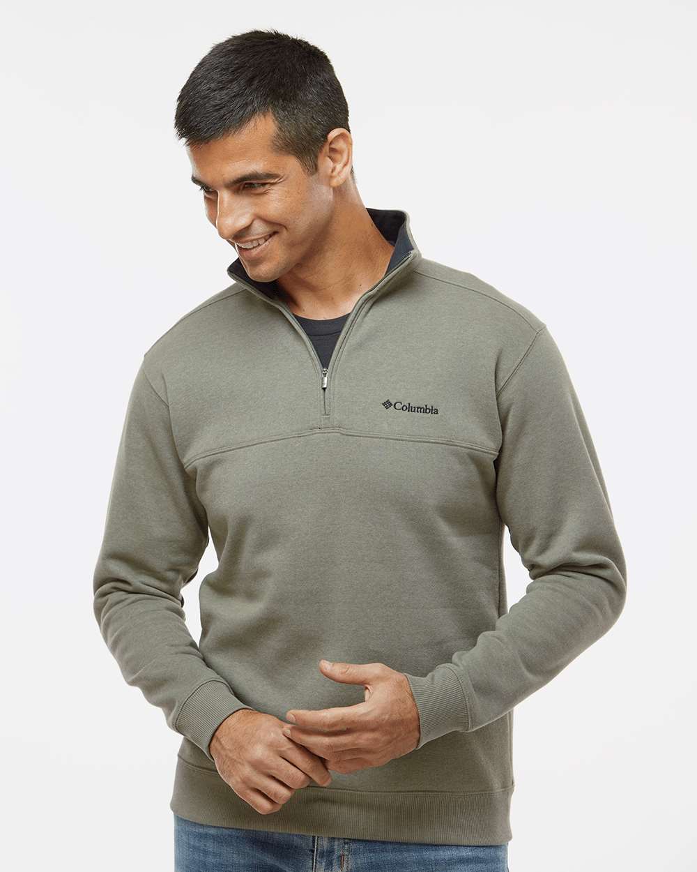 columbia hart mountain half-zip sweatshirt 141162 stone green heather