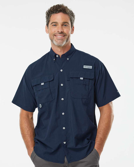 columbia pfg bahama short sleeve shirt 101165 collegiate navy