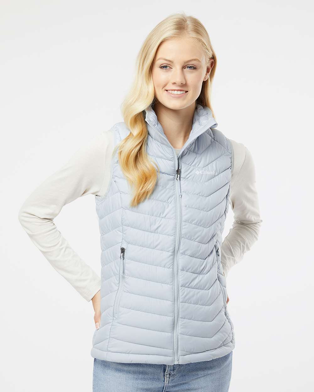 columbia womens powder lite vest 175741 cirrus grey heather