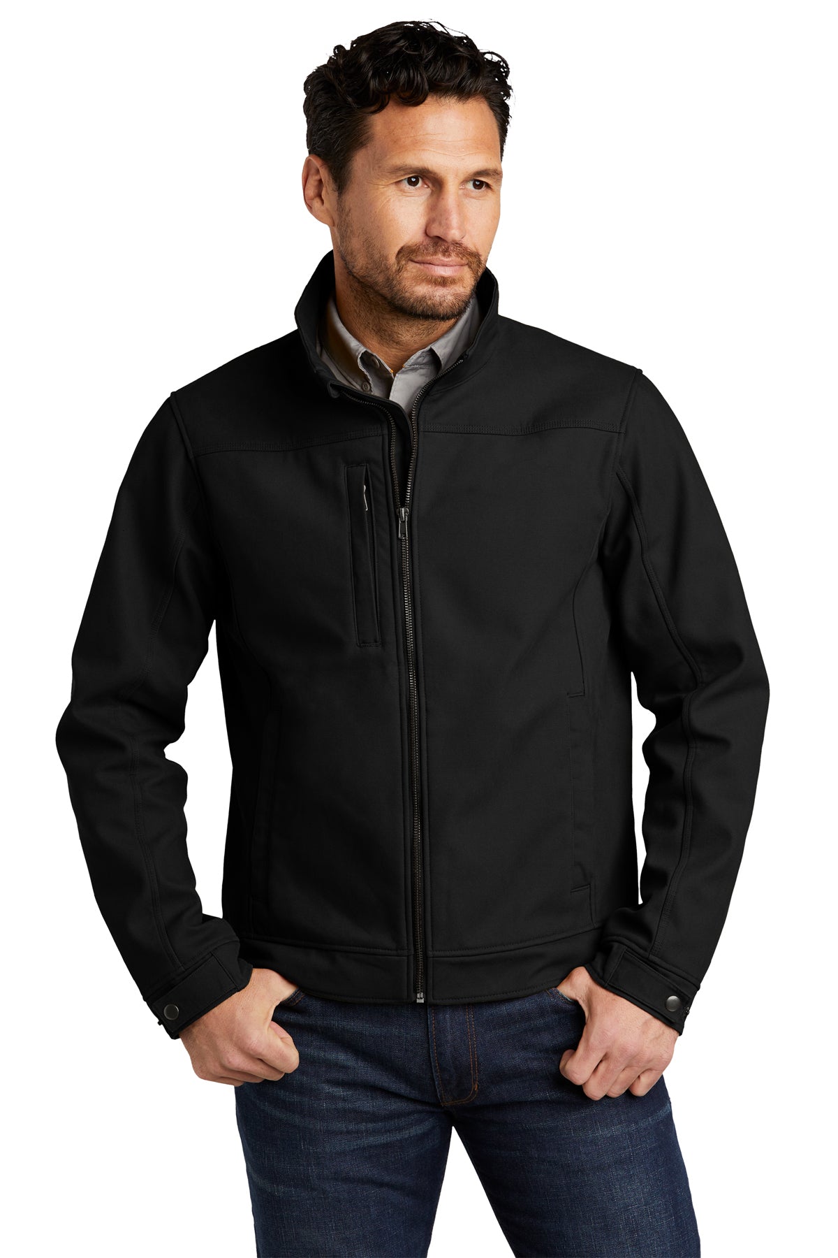 duck bonded soft shell jacket black