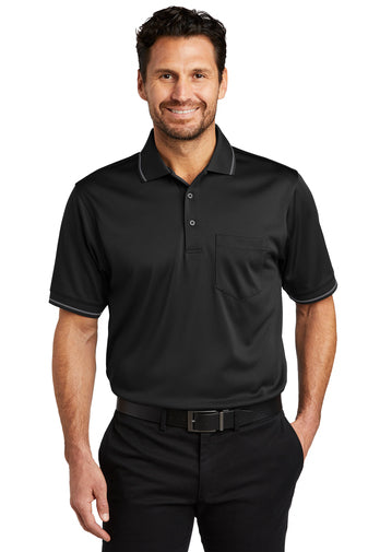 select snag proof tipped pocket polo black smoke grey