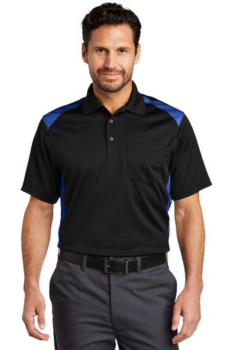 select snag proof two way colorblock pocket polo black royal