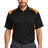 select snag proof two way colorblock pocket polo black shock orange