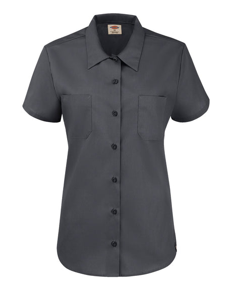 dickies womens short sleeve industrial work shirt dark charcoal