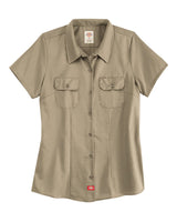 dickies womens short sleeve work khaki