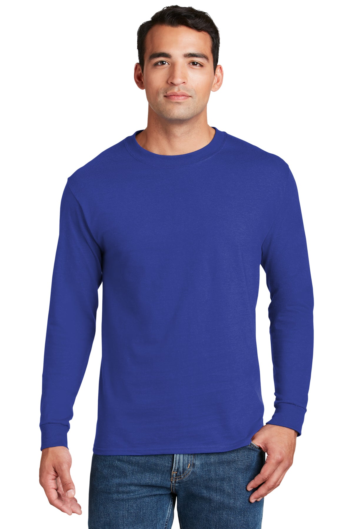 beefy t 100 cotton long sleeve t shirt deep royal