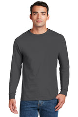 beefy t 100 cotton long sleeve t shirt smoke gray