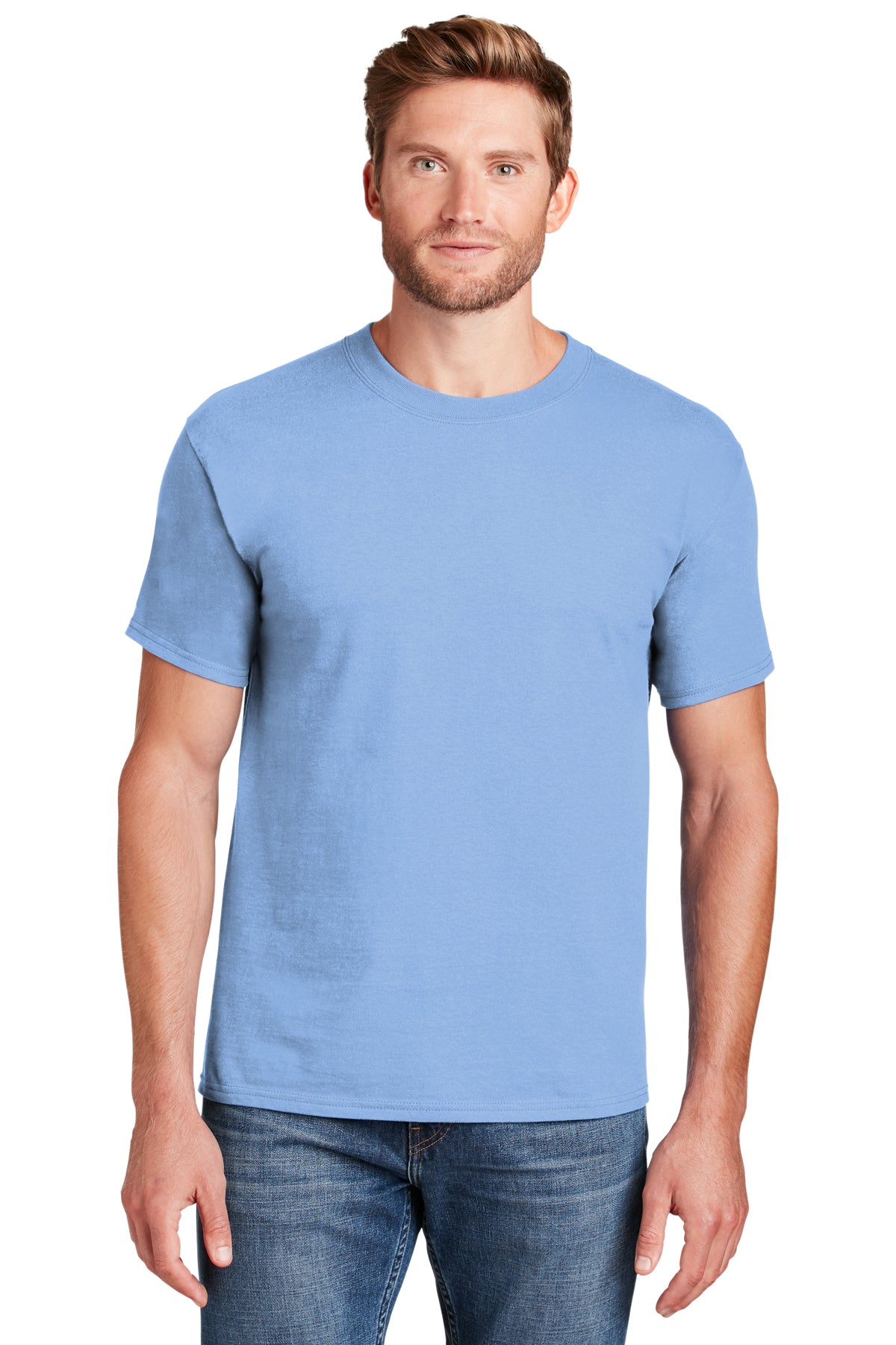 beefy t 100 cotton t shirt light blue