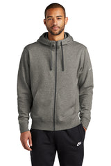 fleece sleeve swoosh full zip hoodie charcoal heather