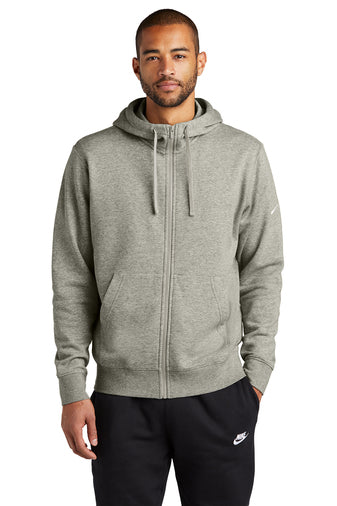 fleece sleeve swoosh full zip hoodie dark grey heather