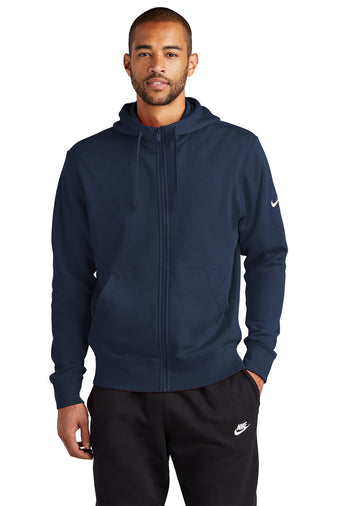 fleece sleeve swoosh full zip hoodie midnight navy