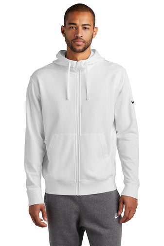 fleece sleeve swoosh full zip hoodie white