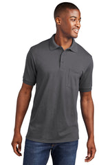 core blend jersey knit pocket polo charcoal