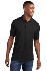 core blend jersey knit pocket polo jet black