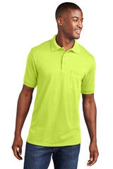 core blend jersey knit pocket polo safety green